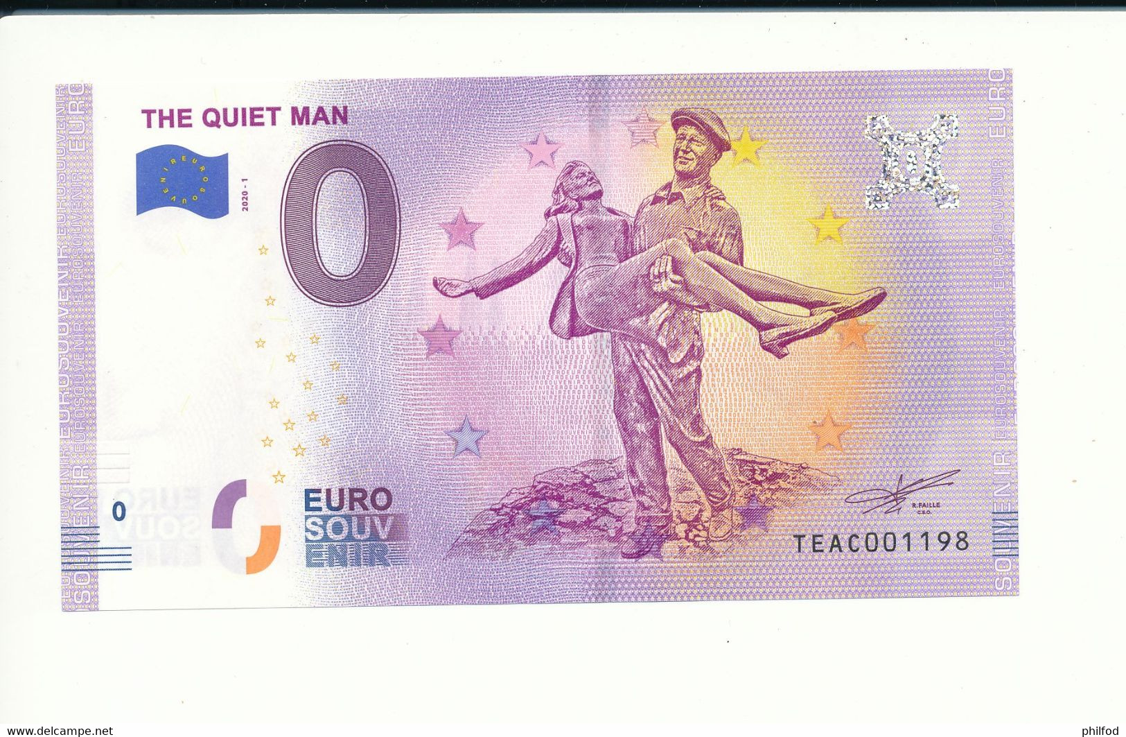 Billet Touristique 0 Euro - THE QUIET MAN - TEAC - 2020-1 - N° 1198 - Autres & Non Classés
