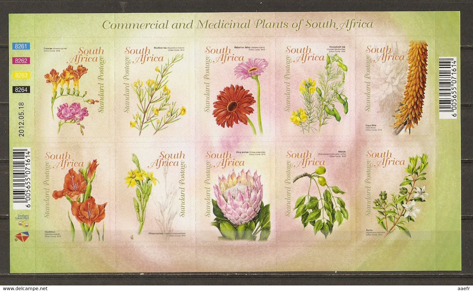 Afrique Du Sud 2012 - Commercial & Medicinal Plants - Feuillet De 10 Timbres Adhésifs MNH - YT 1663/78 - Blocs-feuillets