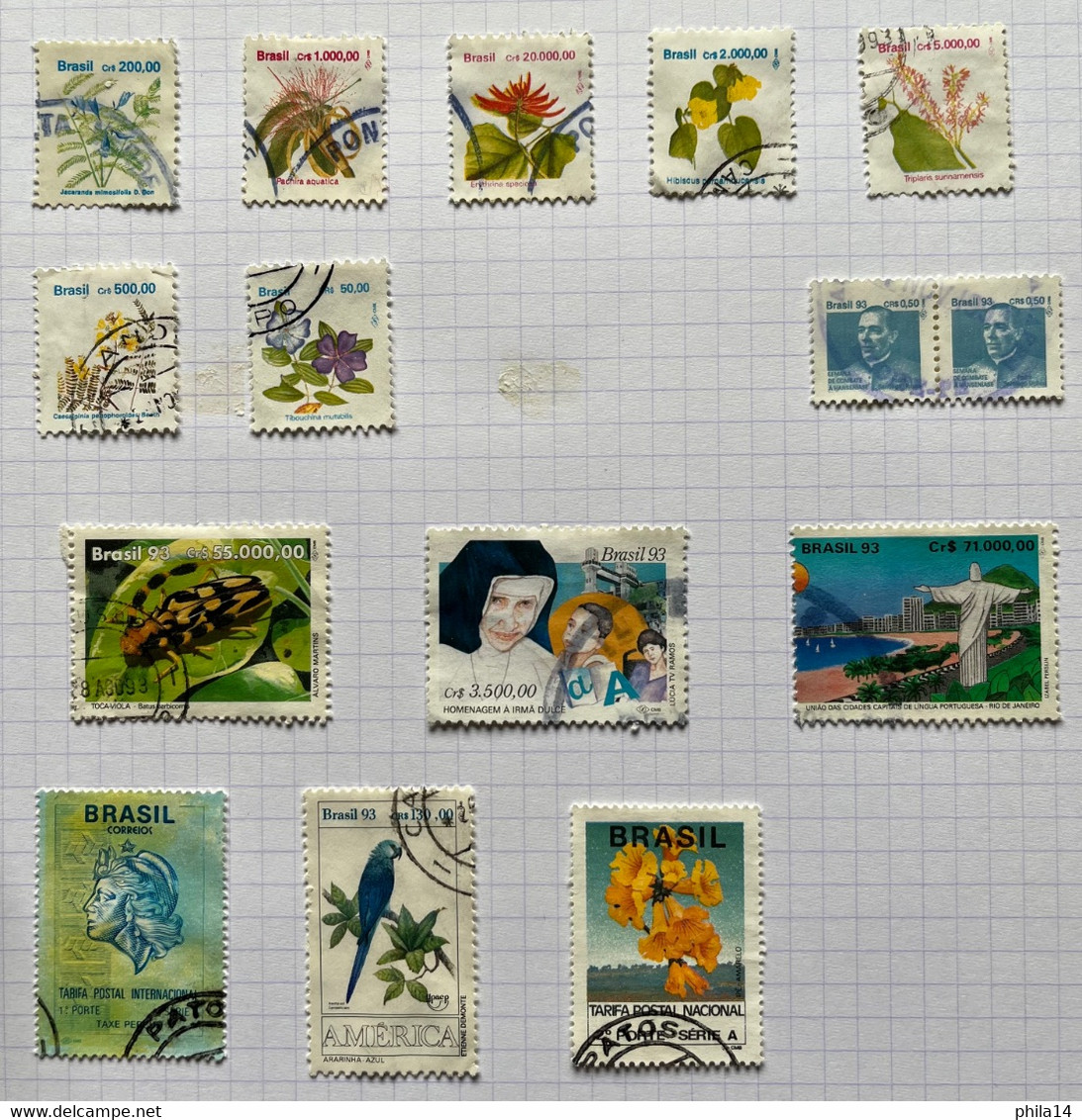 COLLECTION DE 46 TIMBRES NEUFS ET  OBLITERES DU BRESIL SUR CHARNIERE SUR FEUILLE CARTONNEE - Collections, Lots & Series