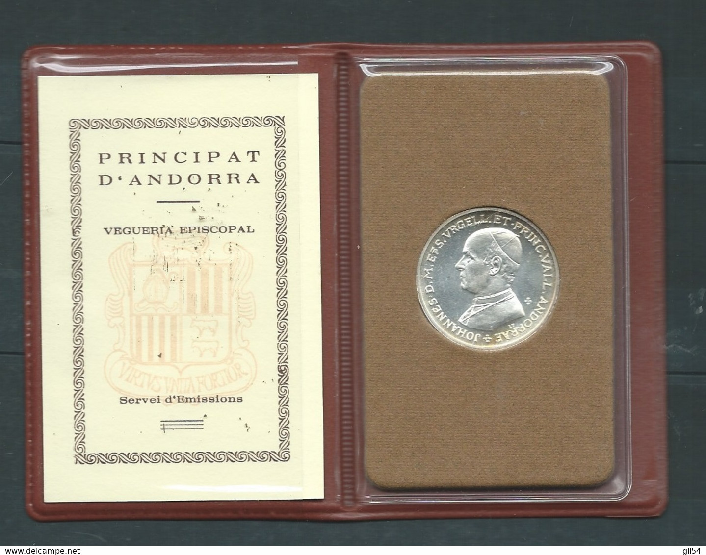 Monnaie  ANDORRE ,ANDORRA 1980 MONEDA MEDALLA VEGUERIA EPISCOPAL Silver Argento  ( 3 SCANS ) PIC85 - Andorra