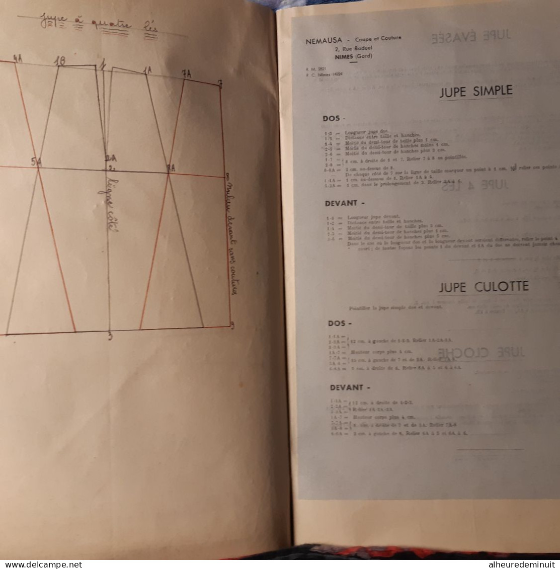 CAHIER ANCIEN NEMAUSA COUPE ET COUTURE"Nîmes"Patron Jupe Fillette"jupe Cloche"évasée"manche Boule"raglan"corsage"mode - Patrons