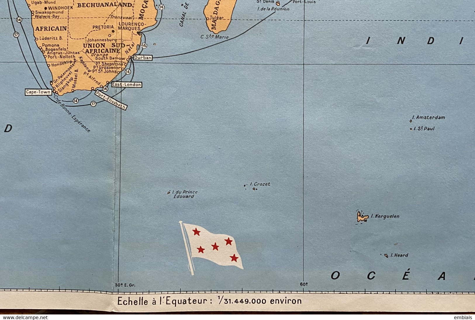 Navires à Vapeur - COMPAGNIE MARITIME DES CHARGEURS REUNIS - Affiche Planisphère De La Cie Par R.JANNOT 1953 - Seekarten