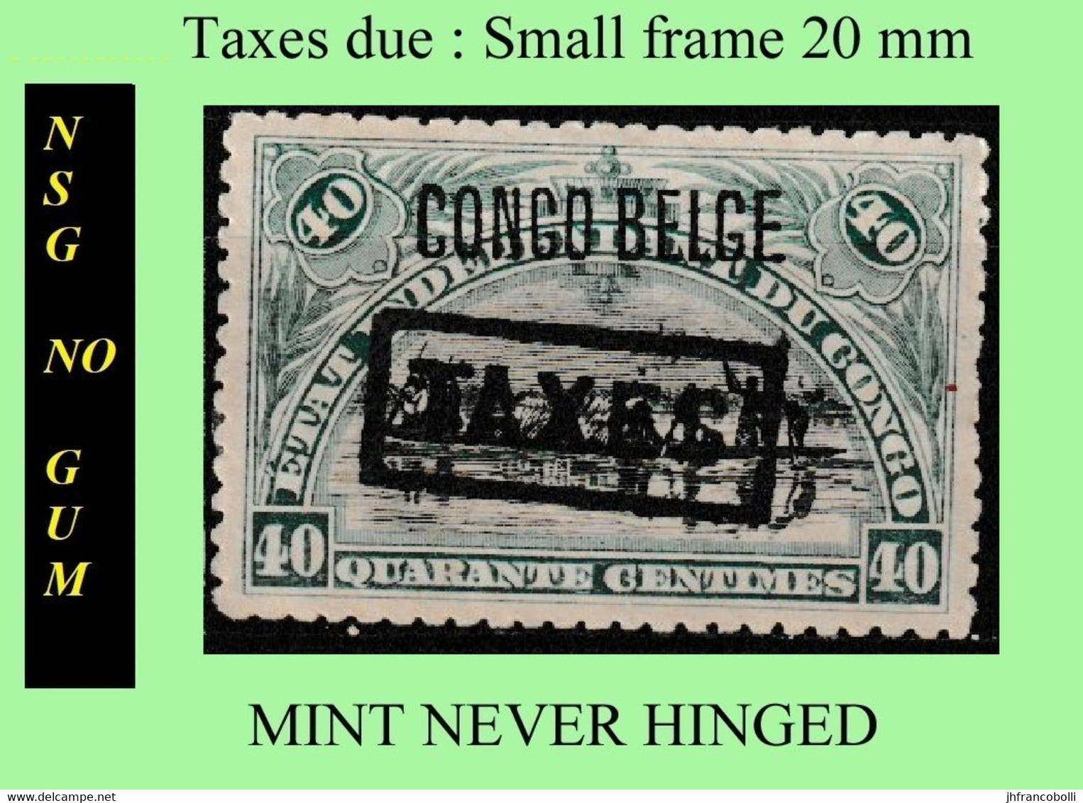 1909 ** CONGO FREE STATE / ETAT IND. CONGO = COB MNH/NSG TX 21 (SMALL FRAME) GREEN CANOE (No Gum Plural) - Neufs