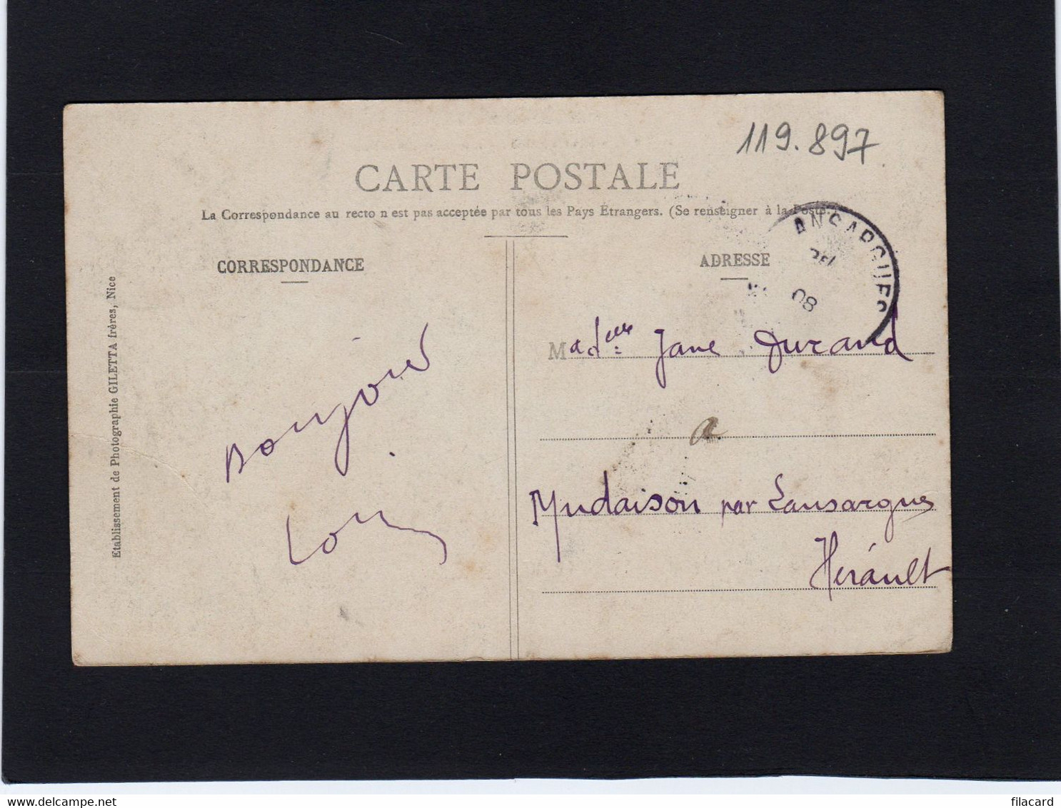 119897          Monaco,    La  Condamine,    VG    1908 - La Condamine