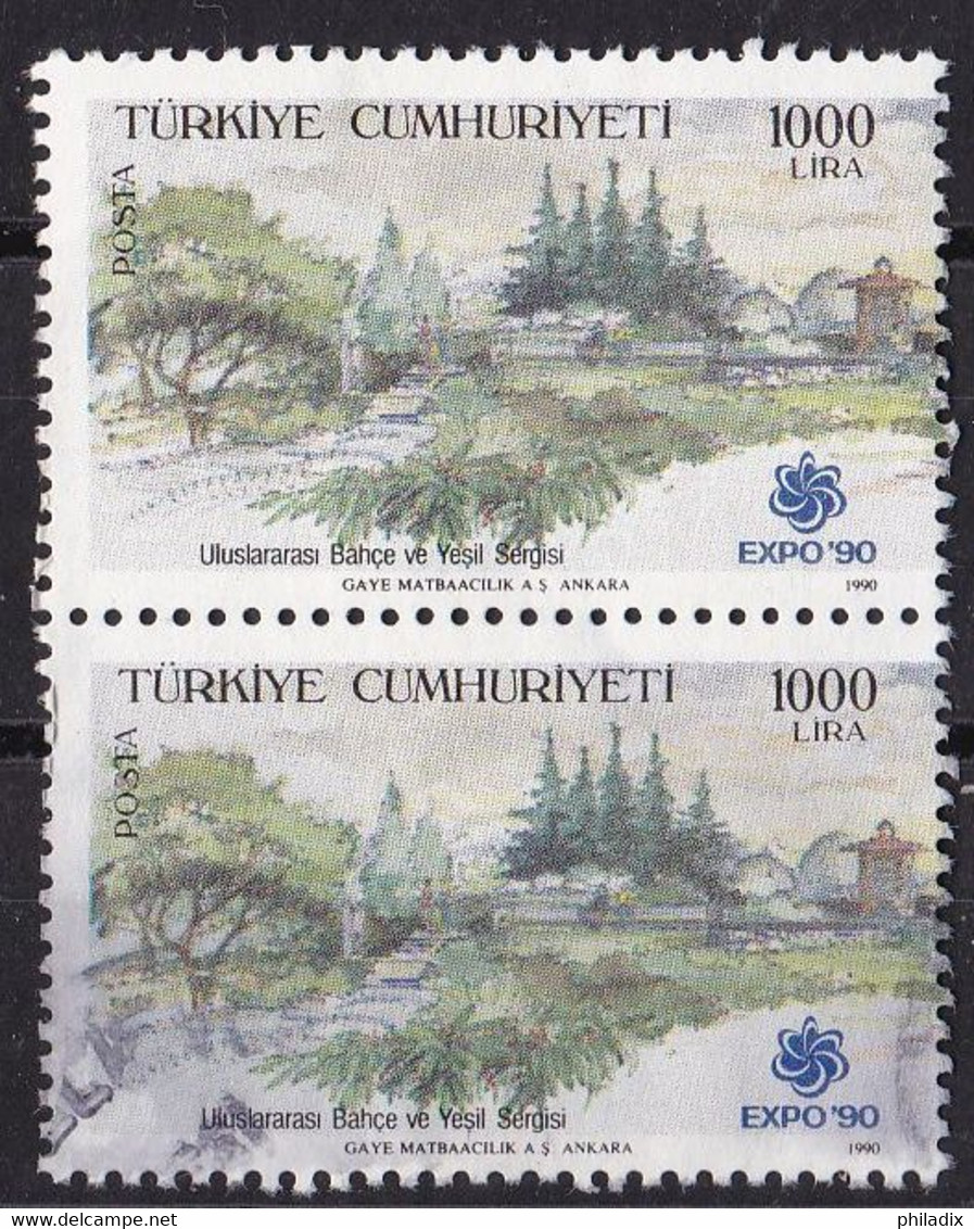 Türkei Marke Von 1990 O/used (senkrechtes Paar) (A3-12) - Gebraucht