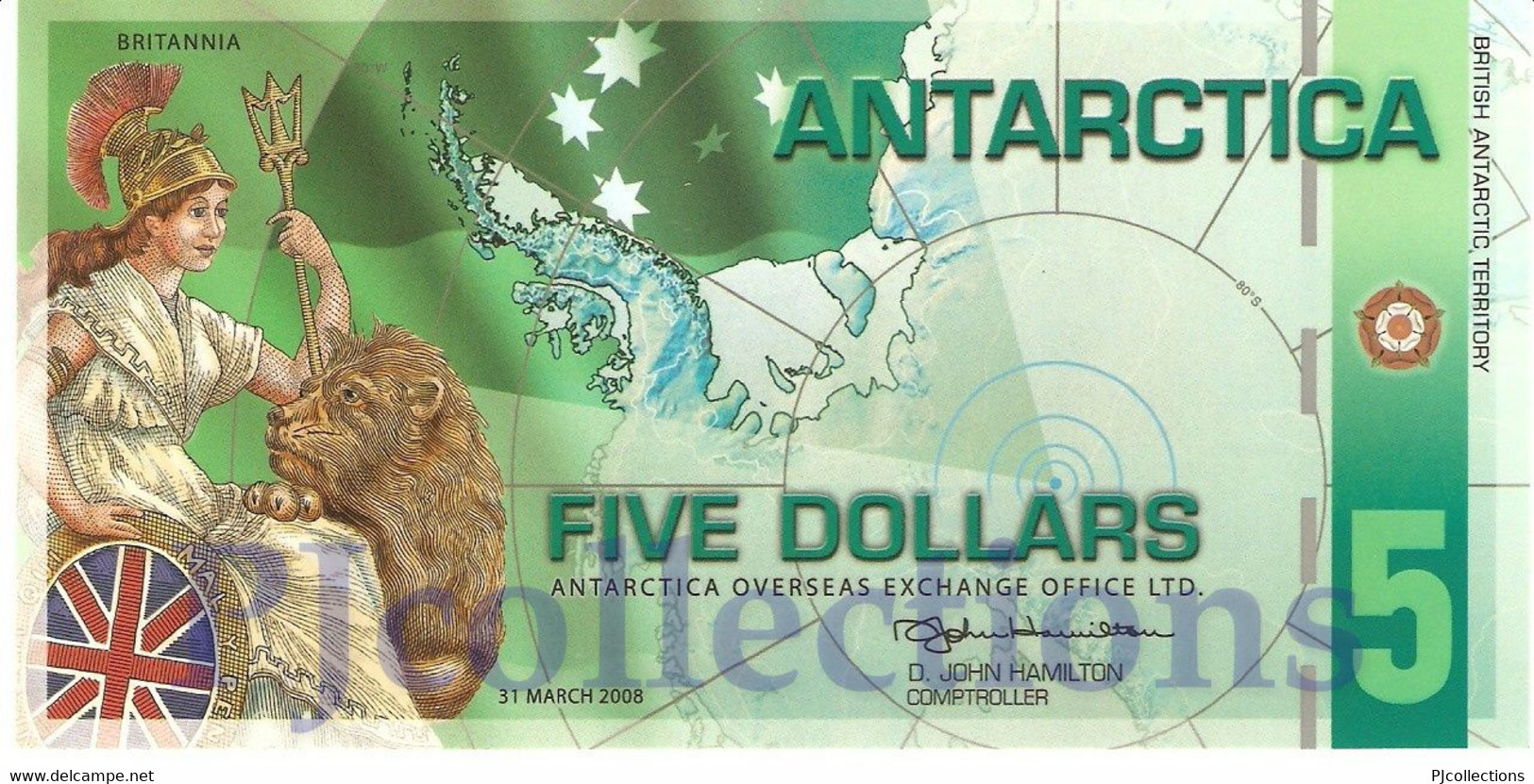 ANTARCTICA 5 DOLLARS 2008 PICK NL POLYMER UNC - Sonstige – Amerika