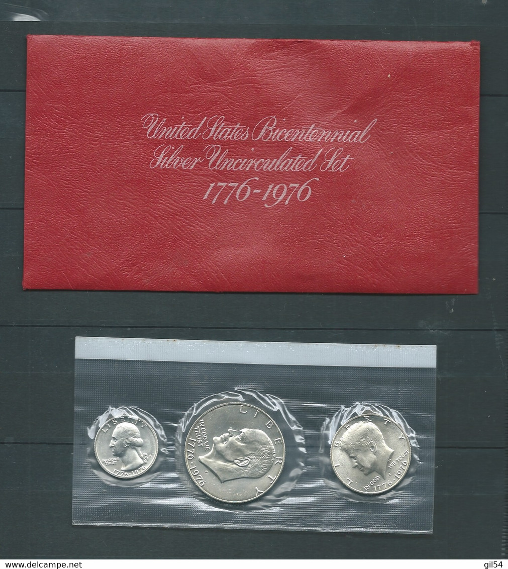 1976 S US Mint 40% Silver Bicentennial Uncirculated 3 Piece Coin Set   - Pic92 - Commemoratives