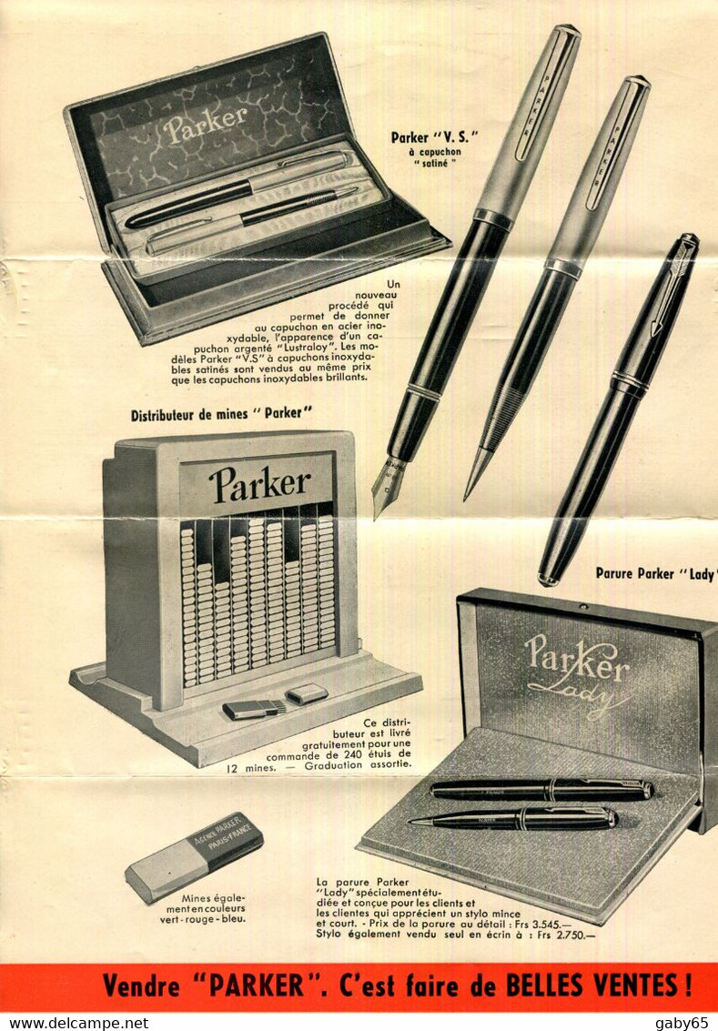 75.PARIS.PARKERGRAMS.AGENCE PARKER S.A. 64 RUE PIERRE CHARRON.PROSPECTUS 4 PAGES 1949 - Drukkerij & Papieren