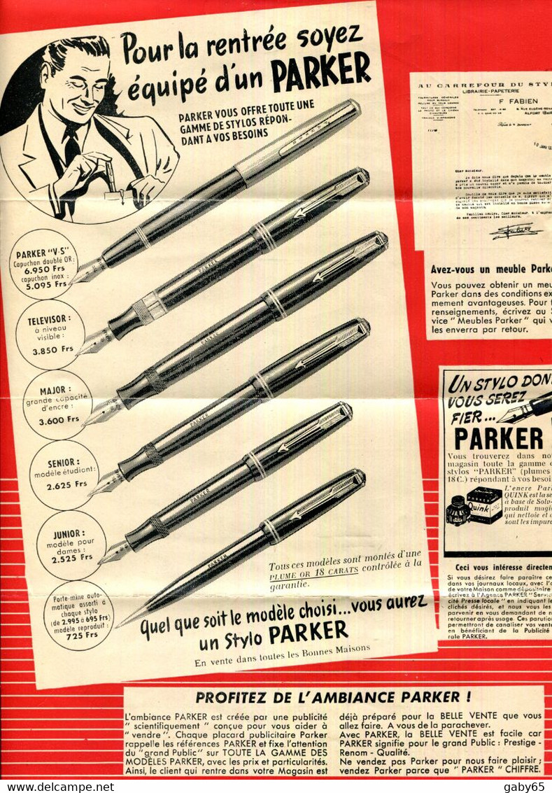 75.PARIS.PARKERGRAMS.AGENCE PARKER S.A. 64 RUE PIERRE CHARRON.PROSPECTUS 4 PAGES 1949 - Drukkerij & Papieren