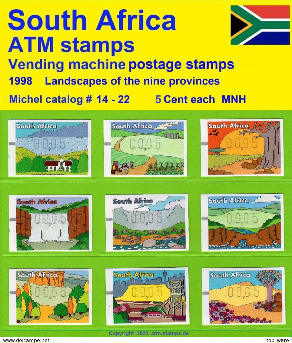 1998 Südafrika South Africa RSA Landscapes Of The 9 Provinces / Series 00,05 Xx Frama Automatenmarken - Automatenmarken (Frama)