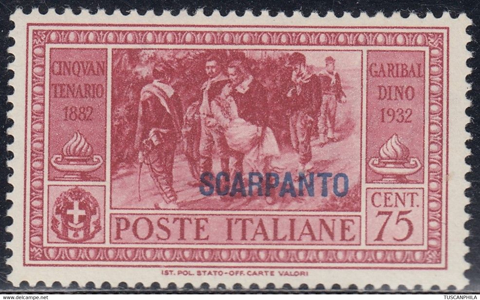 1932 Giuseppe Garibaldi 1 Val. Sass. 22 MNH** Cv 70 - Ägäis (Scarpanto)