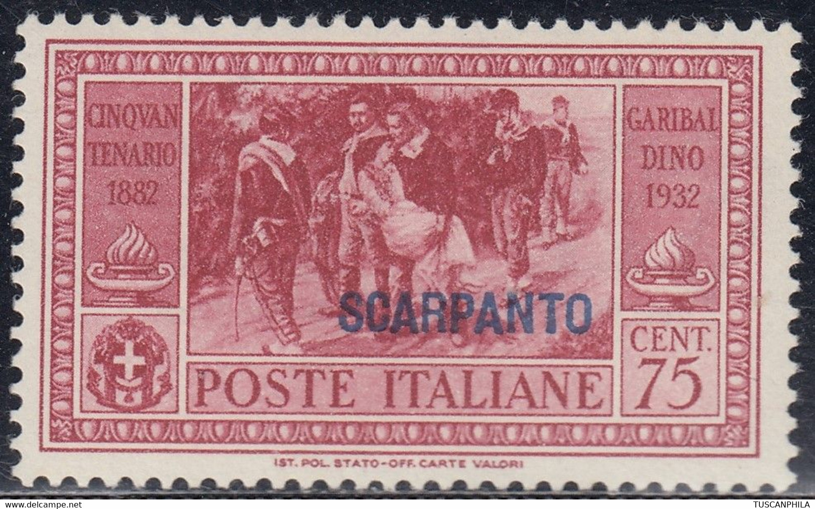 1932 Giuseppe Garibaldi 1 Val. Sass. 22 MNH** Cv 70 - Aegean (Scarpanto)