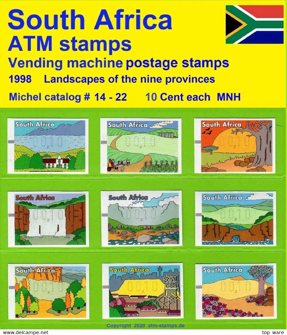 1998 Südafrika South Africa RSA Landscapes Of The 9 Provinces / Series 00,10 Xx Frama Automatenmarken - Automatenmarken (Frama)