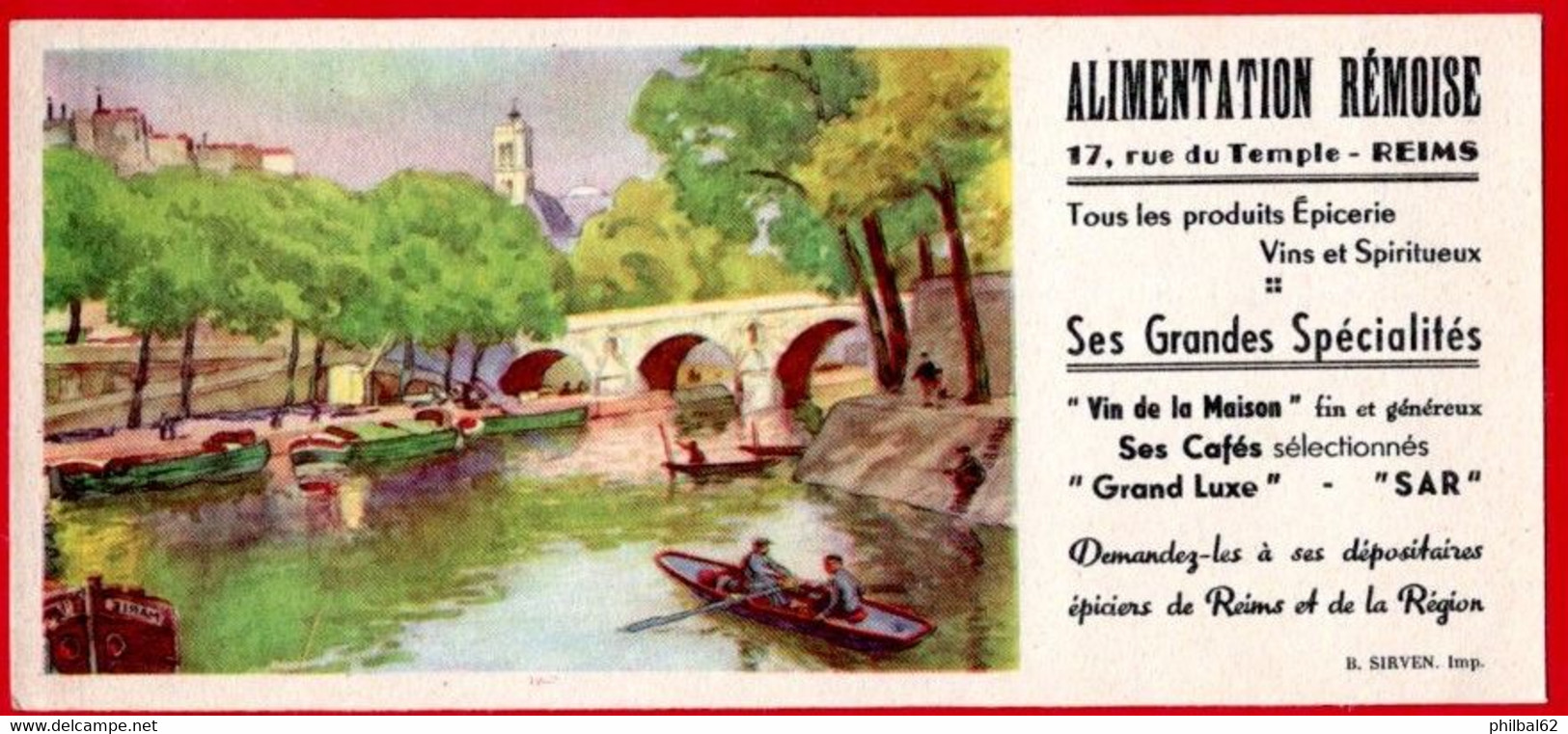 Buvard Alimentation Rémoise, Rue Du Temple à Reims. Illustration : Les Quais, Péniches Et Barques... - R