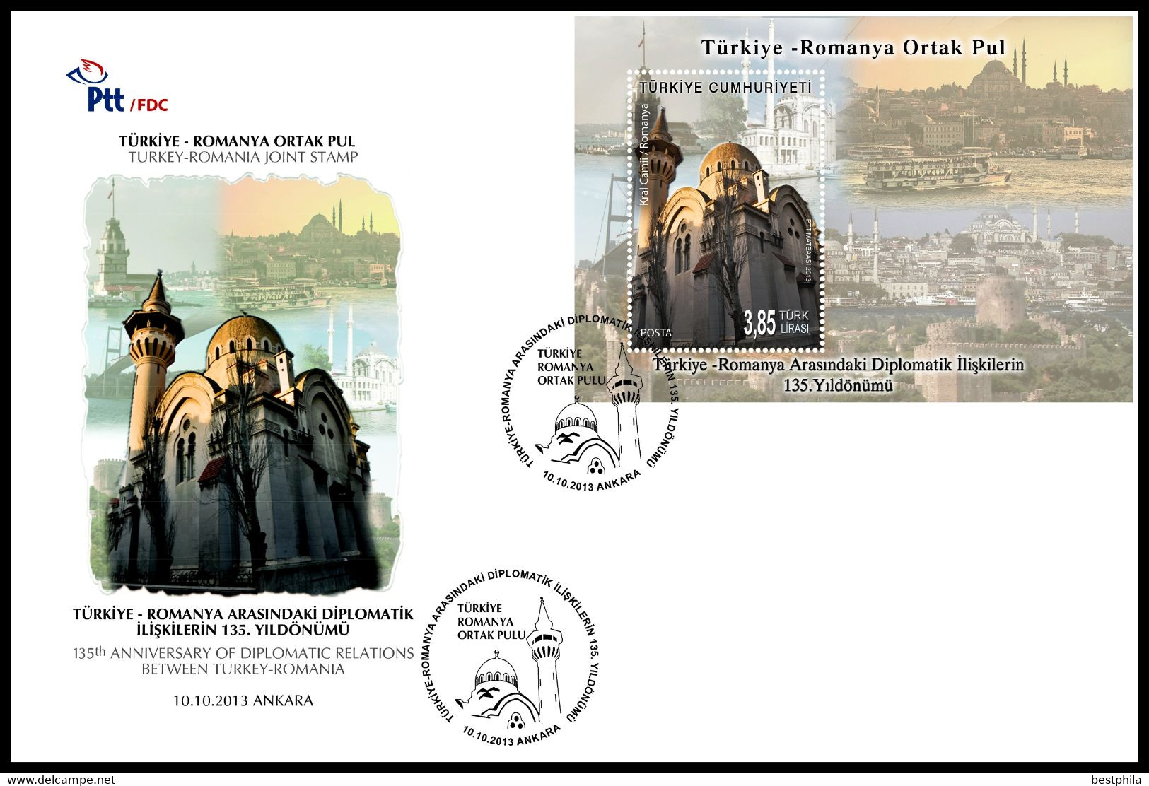 Turkey, Türkei - 2013 - DIPLOMATIC RELATIONS BETWEEN, ROMANIA /// First Day Cover & FDC - Briefe U. Dokumente