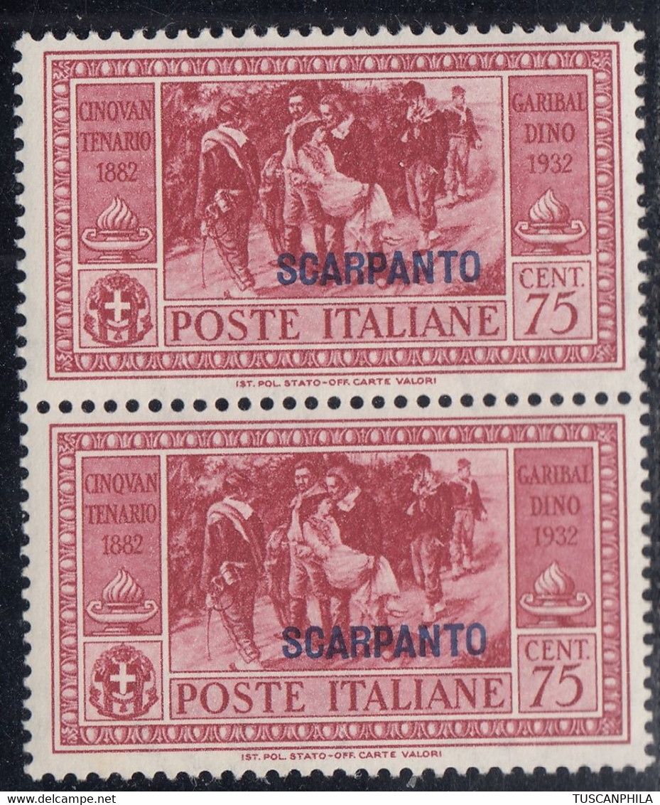 1932 Giuseppe Garibaldi 2 Val. Sass. 22 MNH** Cv 280 - Aegean (Scarpanto)