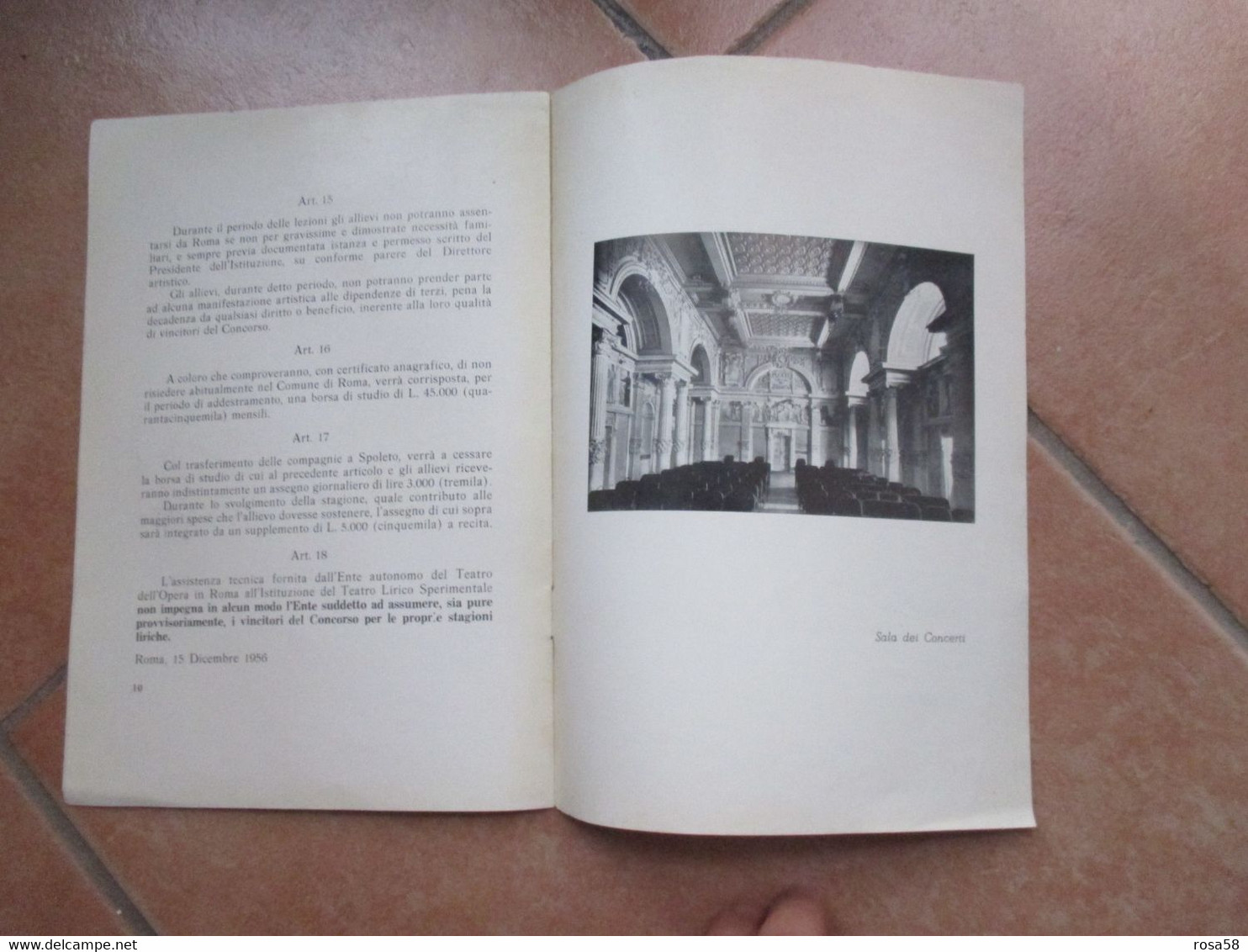 1957 Città Di SPOLETO Teatro LIrico Sperimentale Bando Concorso 11°stagione Sede In Roma - Programmes