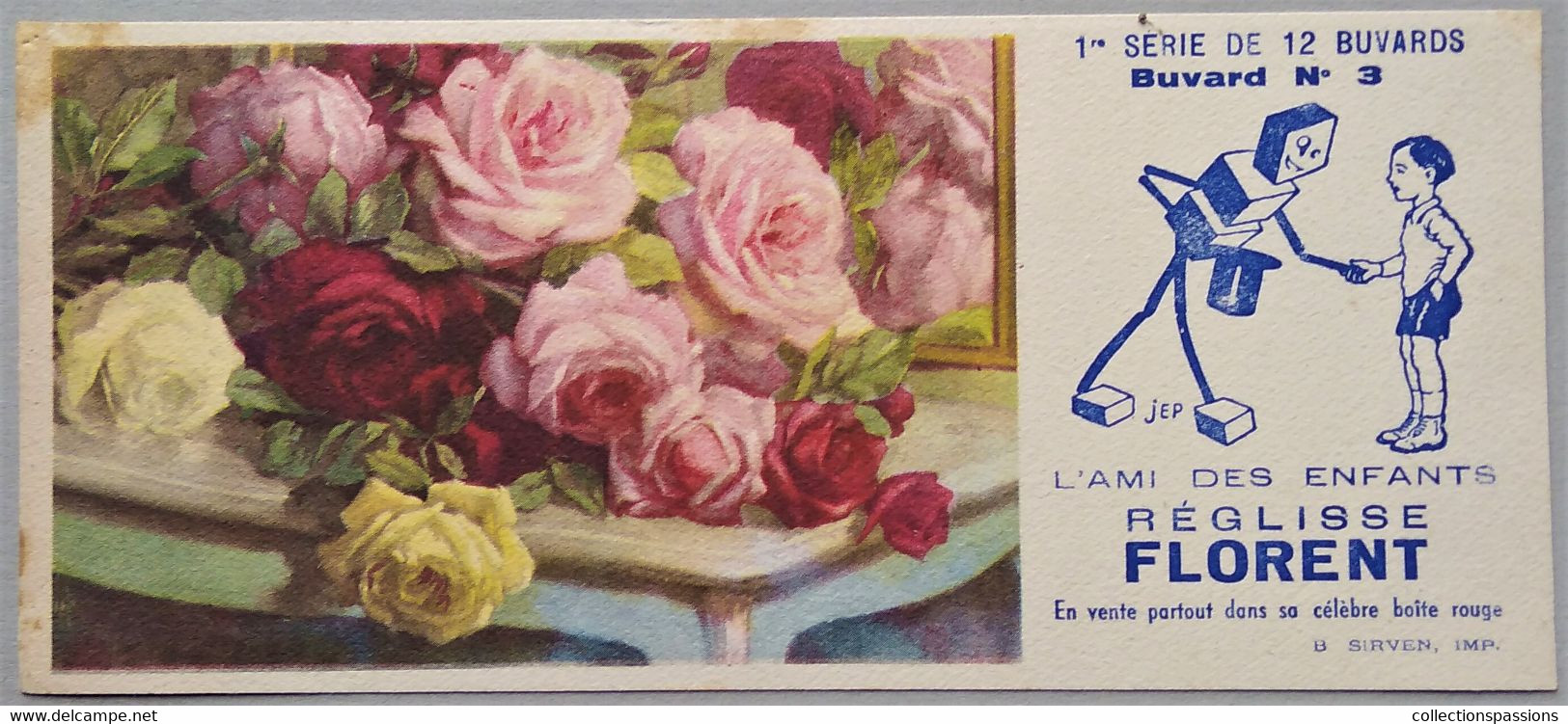 Buvard: Réglisse FLORENT - Roses - - Süssigkeiten & Kuchen