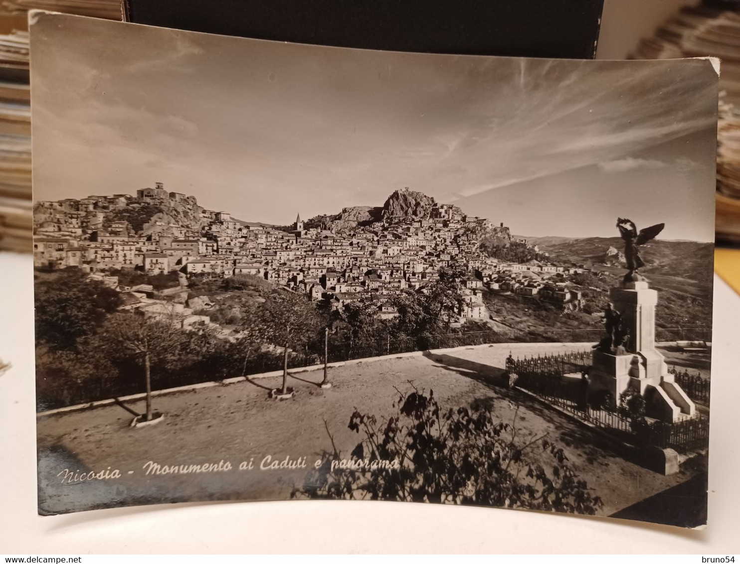 Cartolina Nicosia Provincia Enna Panorama E Monumento Ai Caduti 1956 - Enna