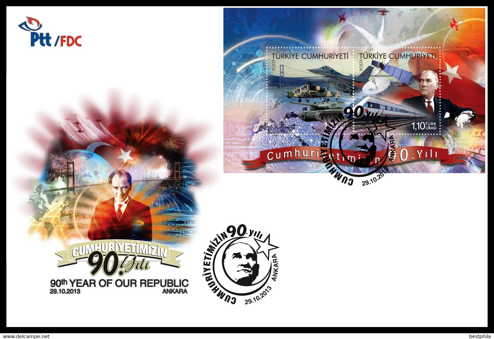 Turkey, Türkei - 2013 - 90th Year Of Our Republic /// First Day Cover & FDC - Briefe U. Dokumente