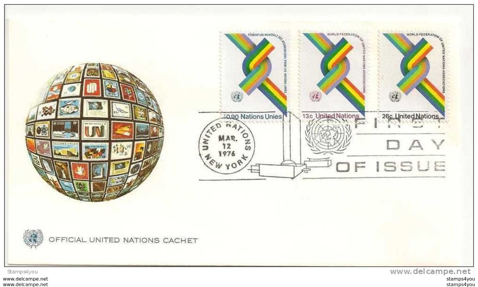 248 - 56 -  Rare Enveloppe Combo Nations Unies Genève / New York 1976 "Fédération Mondaile Des As - Lettres & Documents