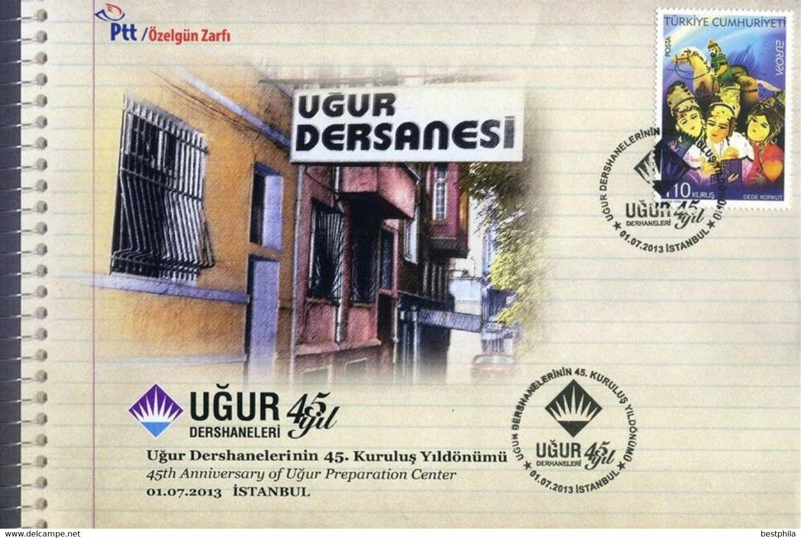 Turkey, Türkei - 2013 - 45th Anniversary Of Ugur Preparation Center, İstanbul /// First Day Cover & FDC - Lettres & Documents