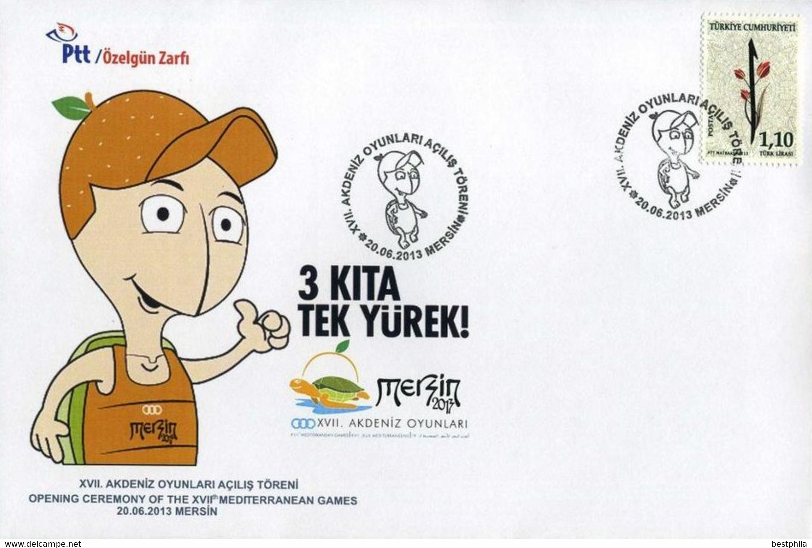 Turkey, Türkei - 2013 - Opening Ceremony Of The XVII Th Mediterranean Games, Mersin /// First Day Cover & FDC - Cartas & Documentos