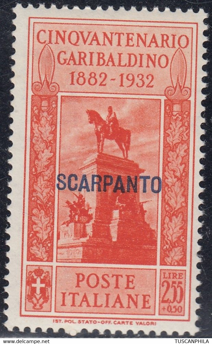 1932 Giuseppe Garibaldi 1 Val. Sass. 25 MNH** Cv 70 - Egée (Scarpanto)