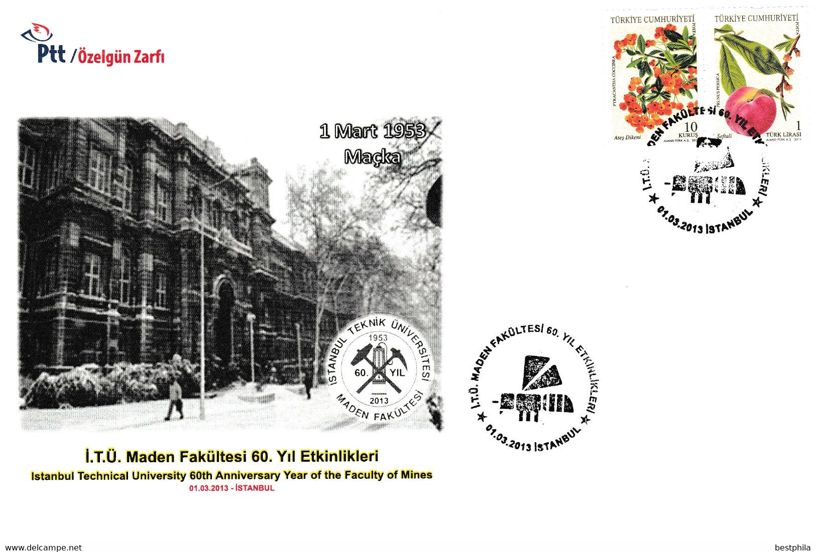 Turkey, Türkei - 2013 - İ.T.Ü. University 60th Anniversary Faculty Of Mines /// First Day Cover & FDC - Cartas & Documentos