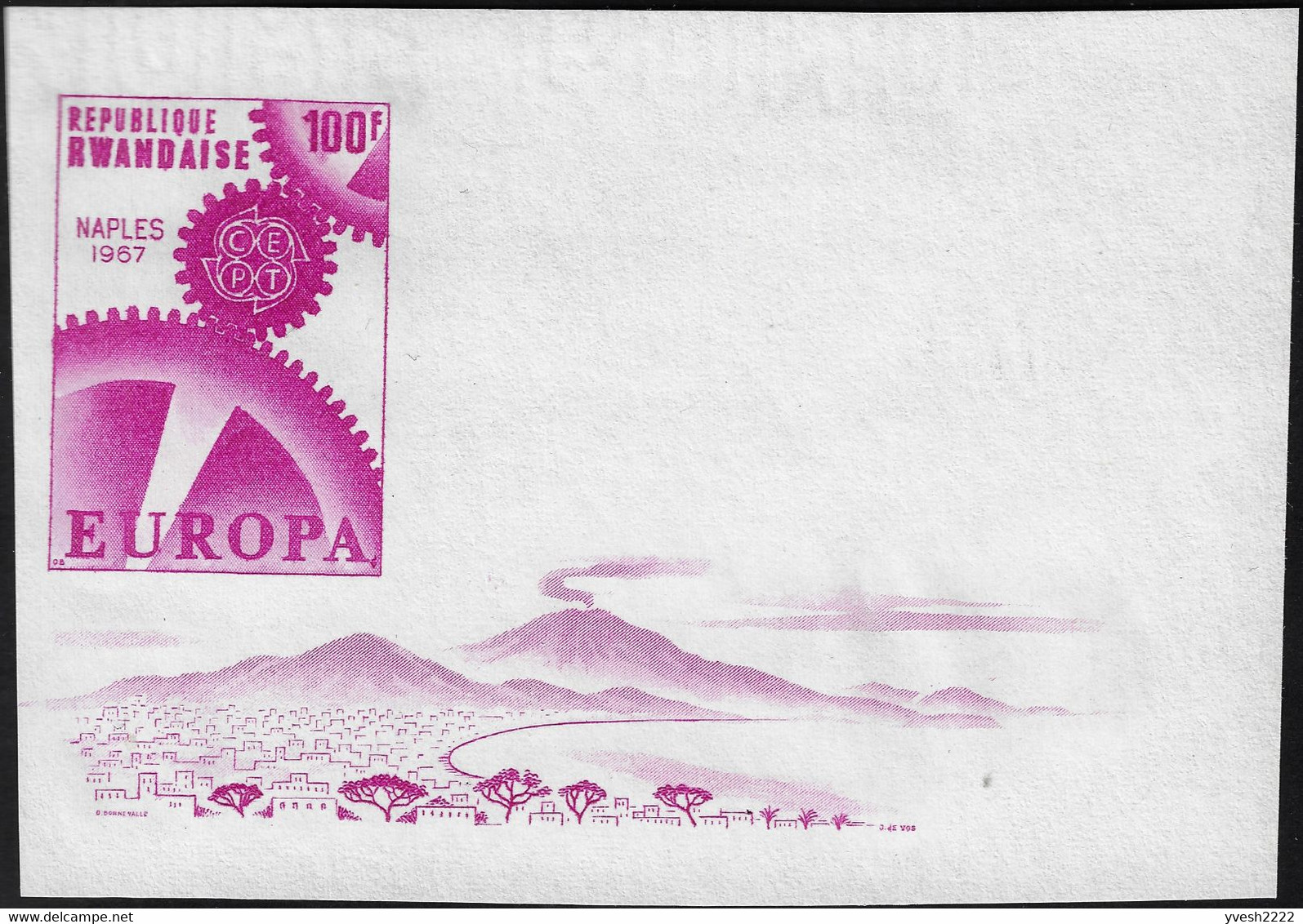 Rwanda 1967 COB Bl. 8 Et 9. Essais Sans Les Inscriptions. Exposition Philatélique Du Timbre Europa Volcan, Roues Dentées - Volcans