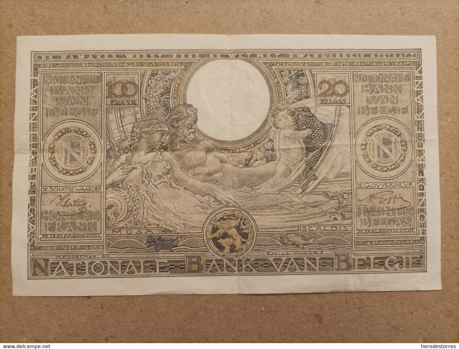 Billete De Belgica De 100 Francos, Año 1943 - Da Identificare