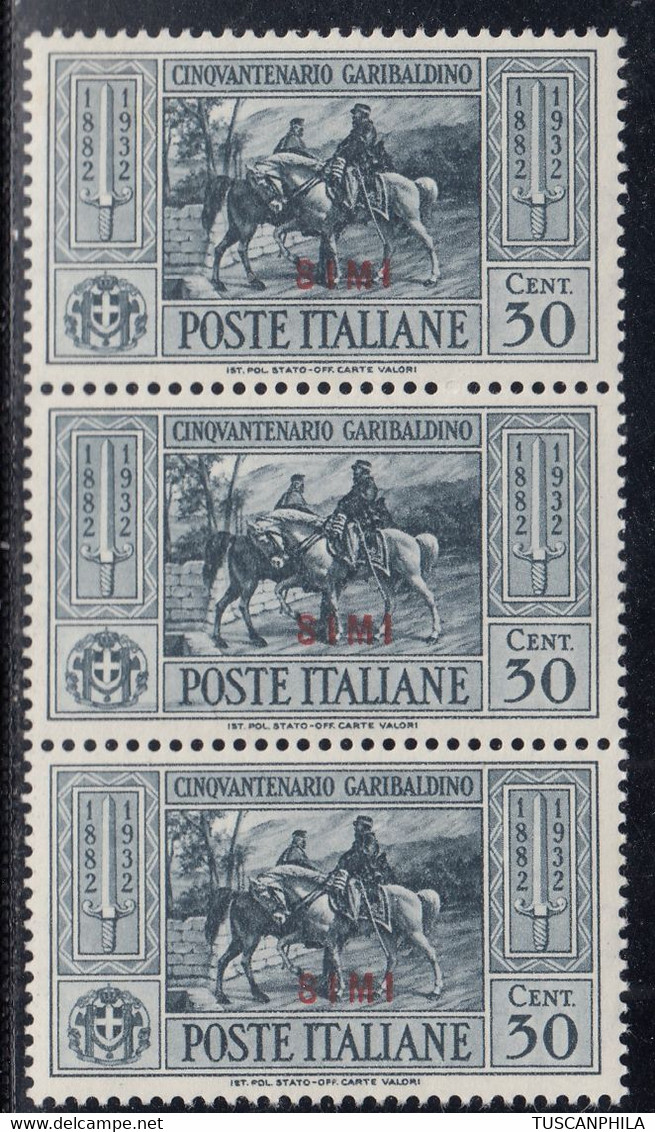 1932 Giuseppe Garibaldi 3 Val. Sass. 20 MNH** Cv 420 - Egée (Simi)