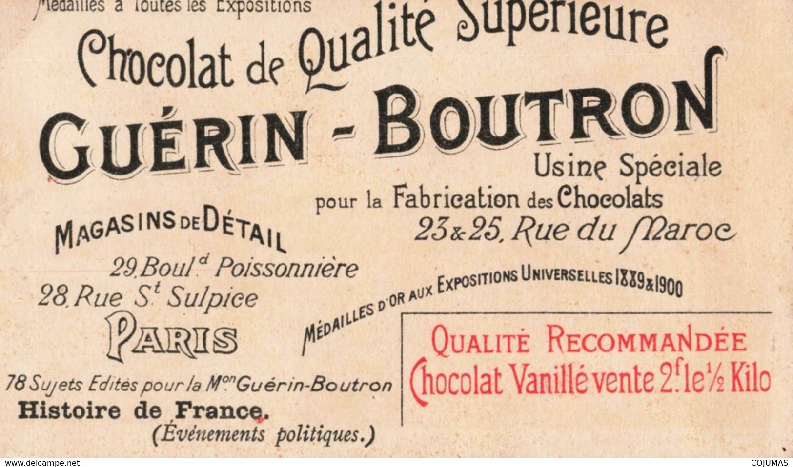 CHROMOS - S11611 - Chocolat Guérin Boutron Thierry IV Charles Martel Bat Sarrasins Poitiers - Coupée Env.10,6x6,1cm-L2 - Guérin-Boutron