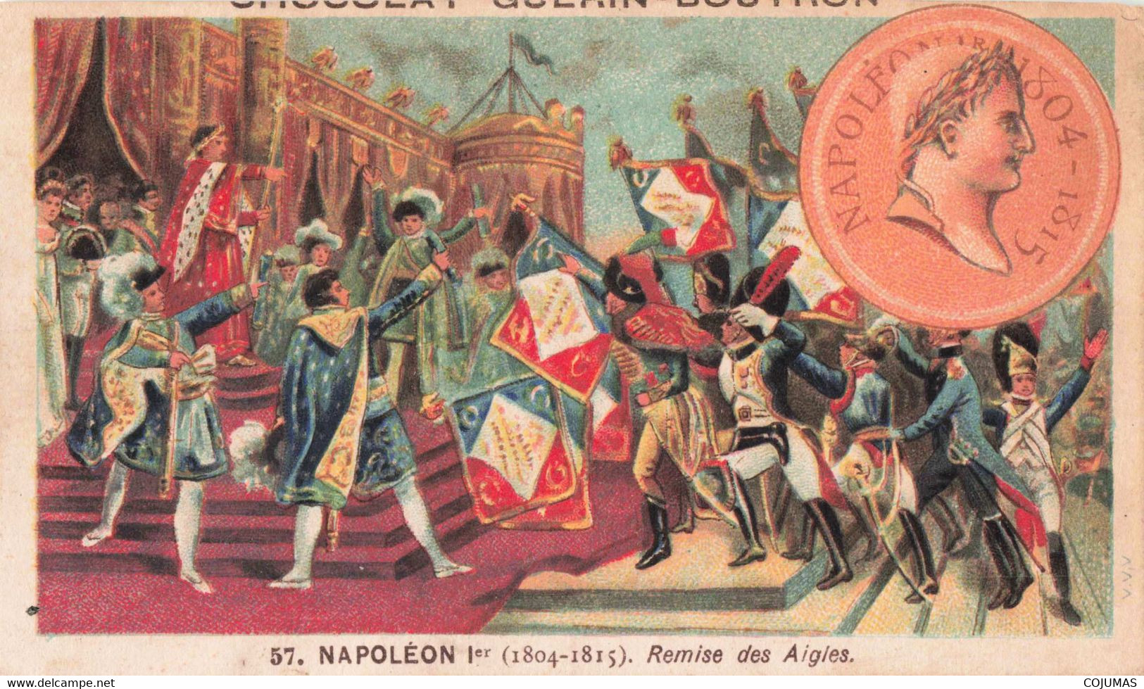 CHROMOS - S11612 - Chocolat Guérin Boutron Napoléon 1er Remise Des Aigles - Coupée Env.10,6x6,3cm-L2 - Guérin-Boutron