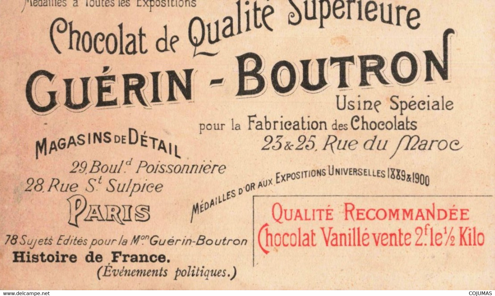 CHROMOS - S11616 - Chocolat Guérin Boutron Louis XIV Mort De Turenne Cheval Bataille Coupée Env.10,6x6,3cm-L2 - Guerin Boutron