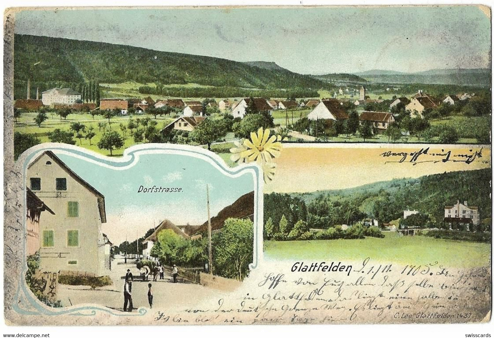 GLATTFELDEN: 3-Bild-AK Mit Dorfstrasse 1905 - Dorf