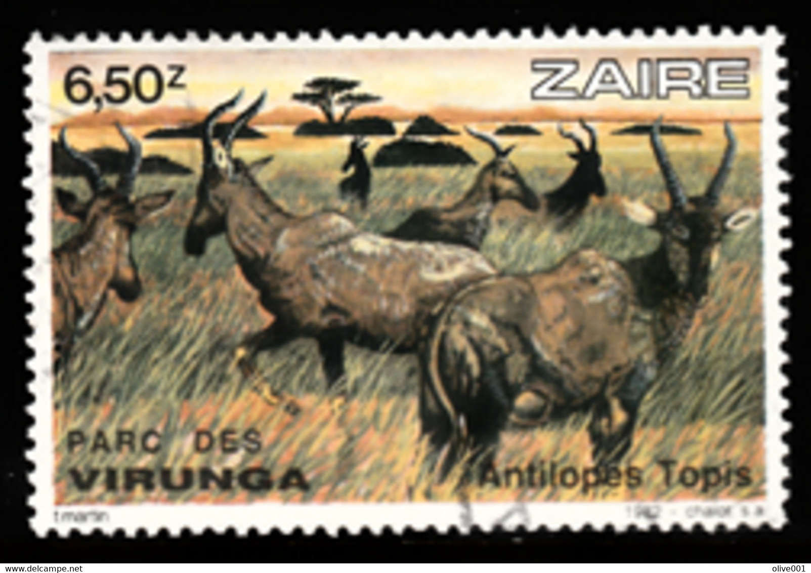 Tp De 1982 -Faune - Annimaux Sauvages Du Parc Des Virunda - Antilopes Topis - Y&T 1101Obli (0) - Used - Gebraucht