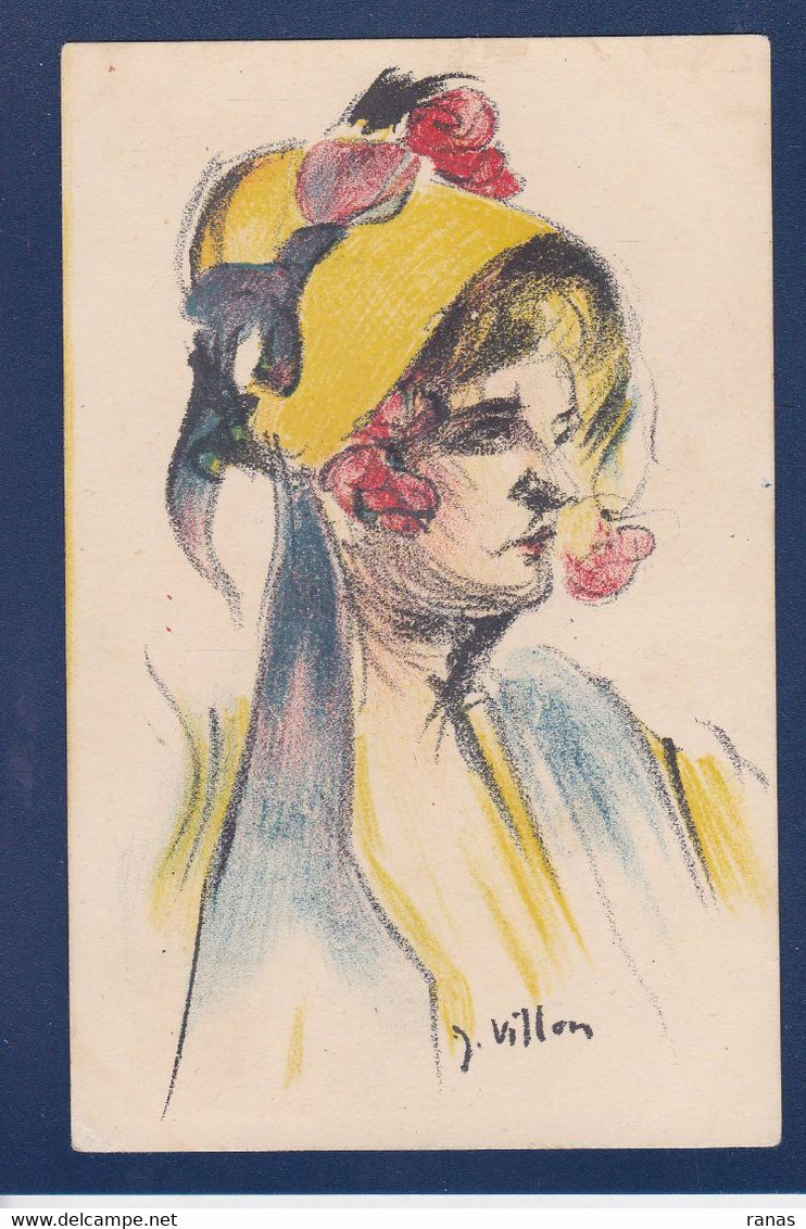 CPA J. VILLON Art Nouveau Femme Woman Voir Dos Joseph Prudhomme - Villon