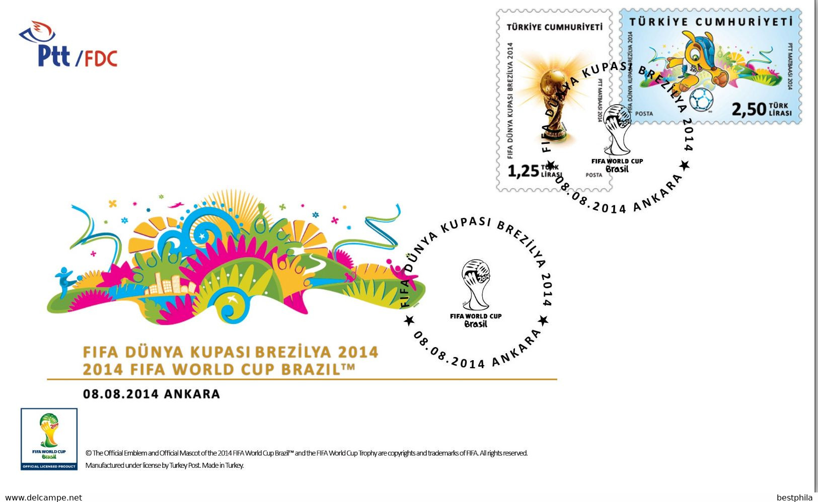 Turkey, Türkei - 2014 - Fifa World Cup Brazil /// First Day Cover & FDC - Cartas & Documentos