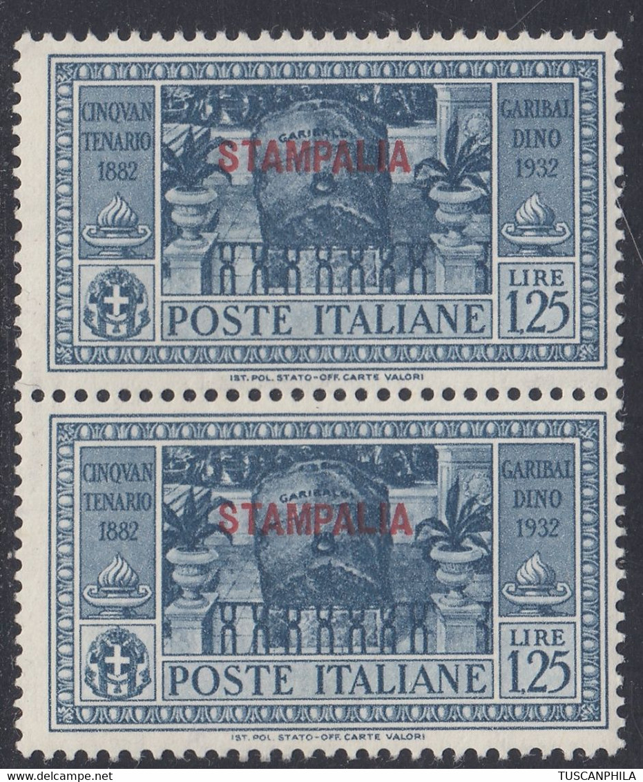 1932 Giuseppe Garibaldi 2 Val. Sass. 23 MNH** Cv 140 - Egée (Stampalia)