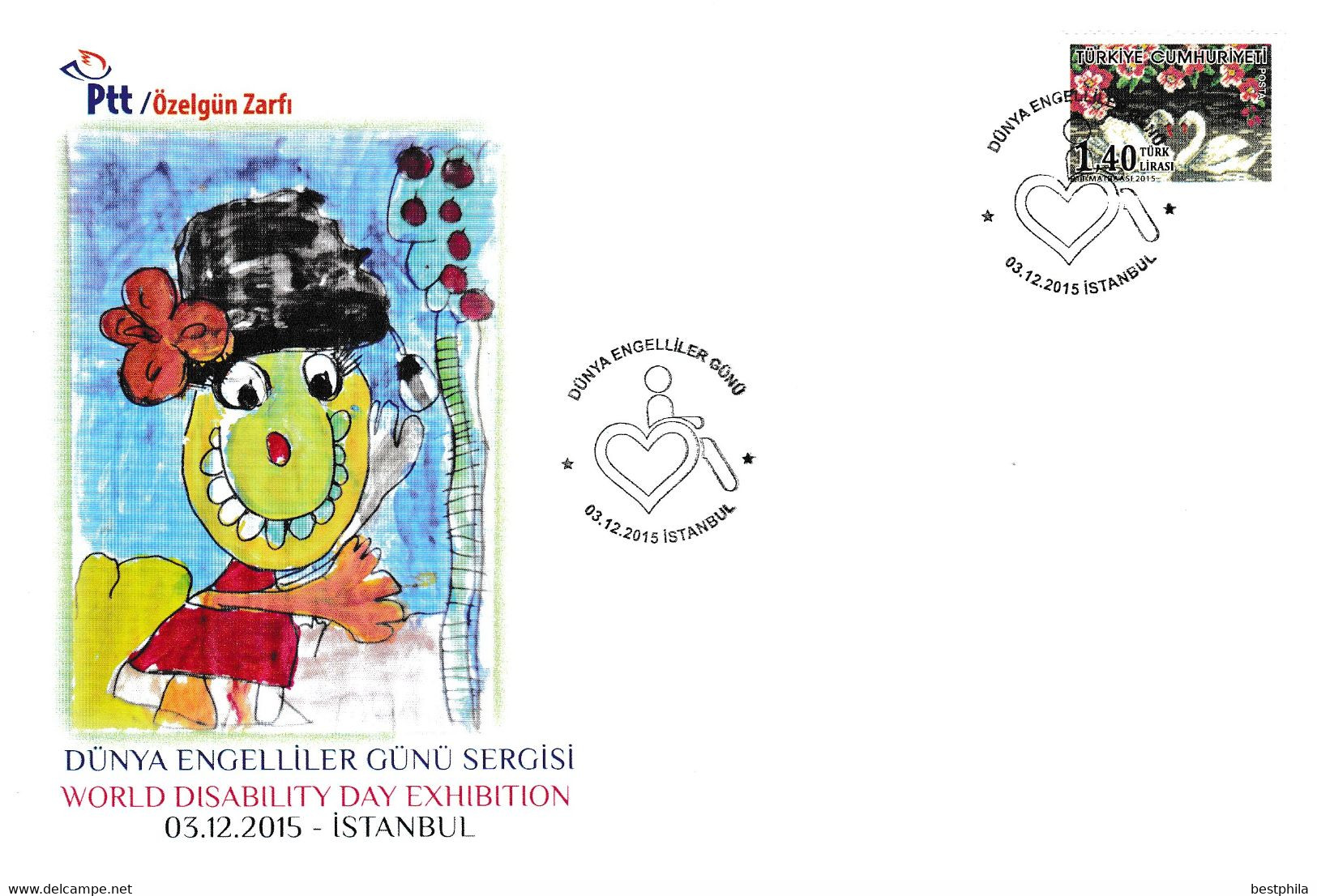 Turkey, Türkei - 2015 - World Disability Day Exhibition /// First Day Cover & FDC - Brieven En Documenten