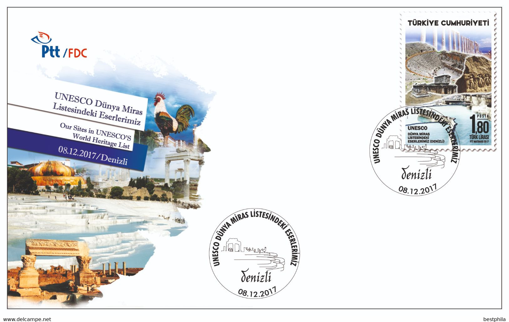 Turkey, Türkei - 2017 - UNESCO World Heritage Site Pamukkale-Hieropolis /// First Day Cover & FDC - Lettres & Documents