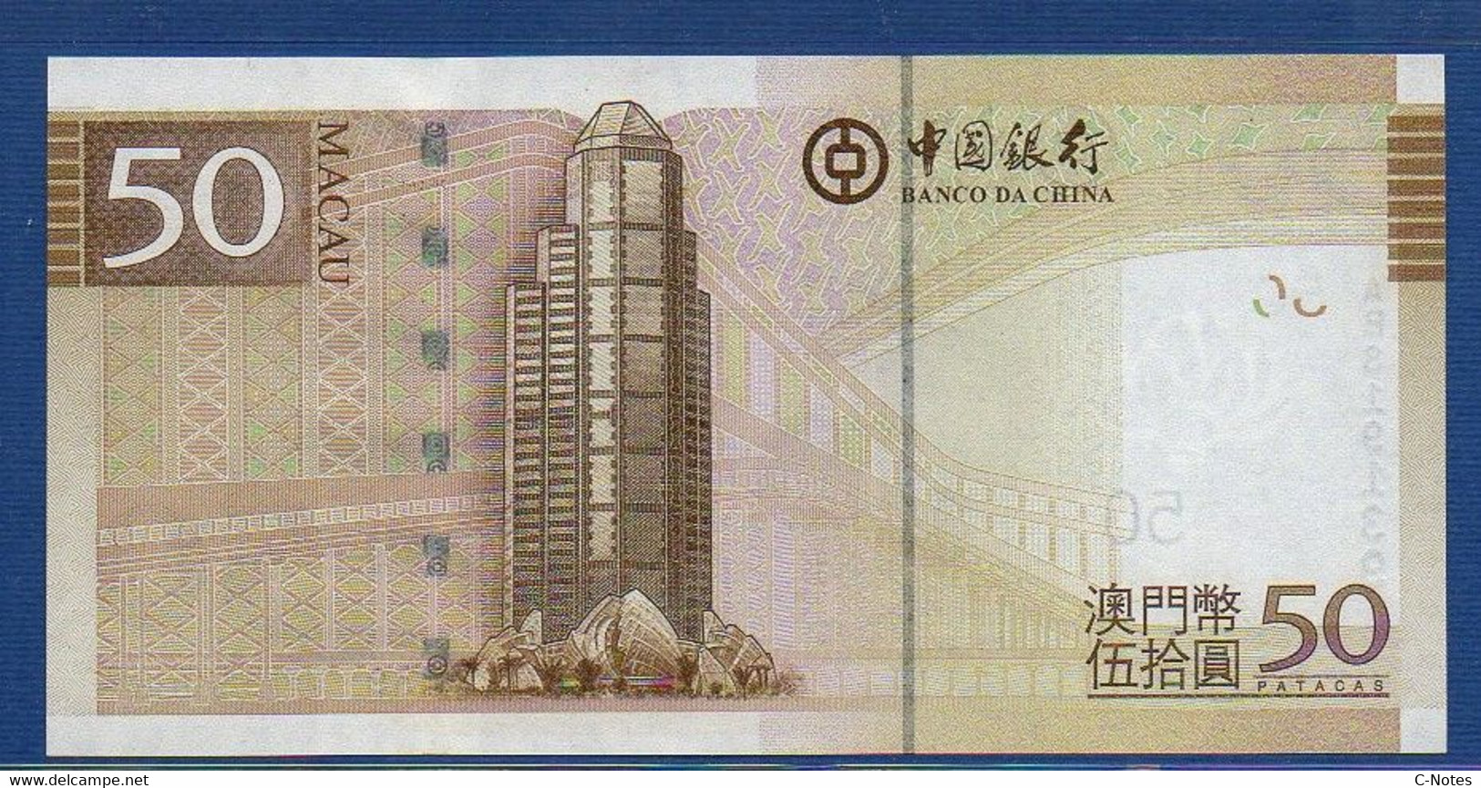 MACAU - Banco Da China - P.110a – 50 Patacas 2008 UNC, Serie AB 819139 - Macau