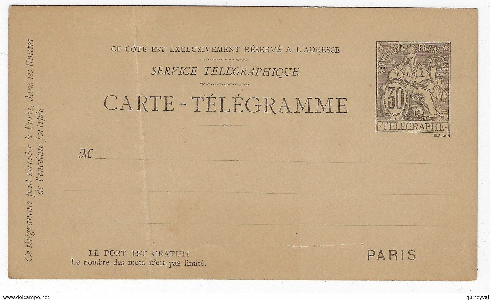 30c Chaplain Noir Carte Postale Pneumatique  Yv 2511 Storch B7 - Pneumatiques