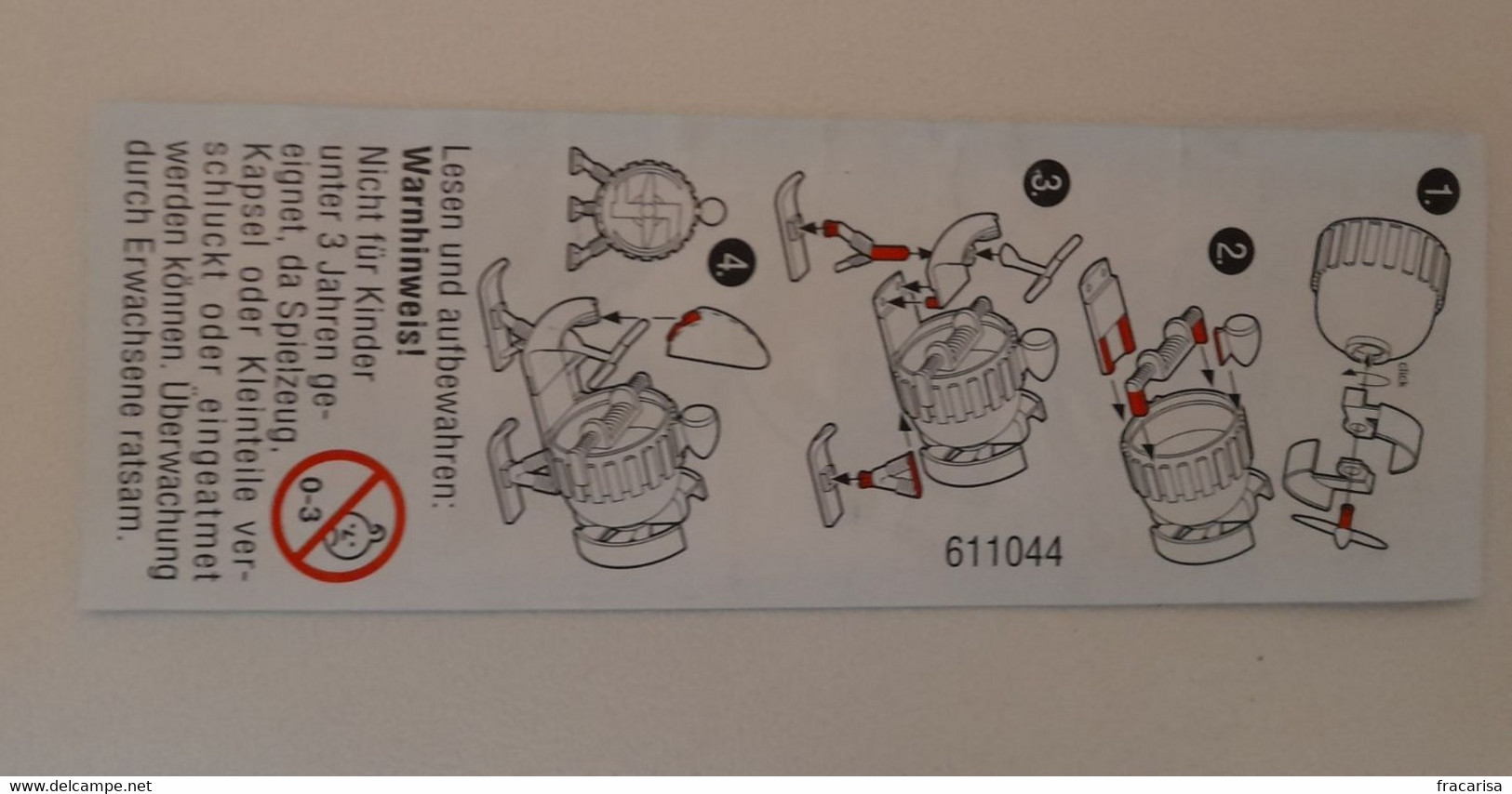 KINDER SURPRISE 2002 Deutch :         BPZ : 611044 - Instructions