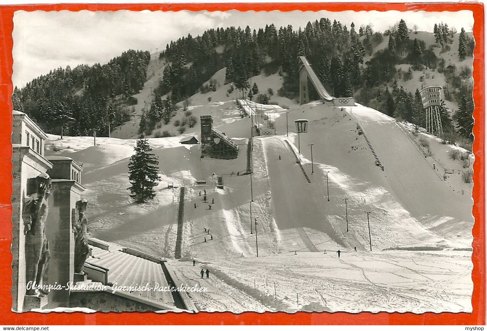 D072_Olympia Skistadion Garmisch-Partenkirchen, PRIVAT STEMPEL ON BACKSIDE - Pfarrkirchen