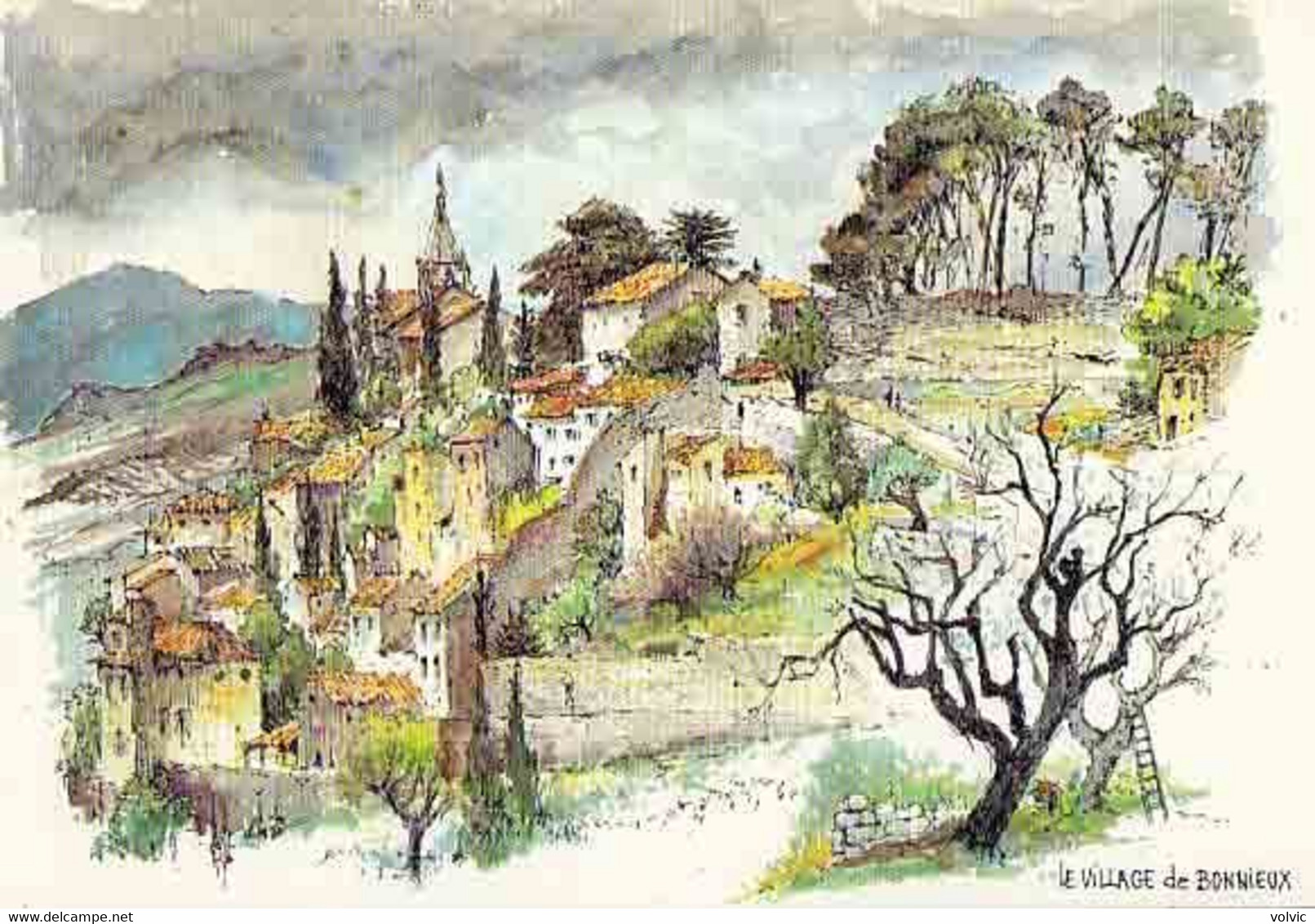 84 - Le Village De BONNIEUX - Aquarelle De Robert Lepine - CPM - Bonnieux