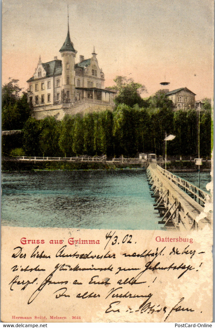 43051 - Deutschland - Grimma , Gruss Aus , Gattersburg - Gelaufen 1902 - Grimma