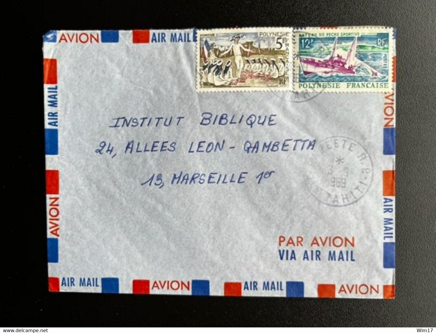 FRENCH POLYNESIA 1968 AIR MAIL LETTER PAPEETE TO MARSEILLE 03-09-1968 POLYNESIE LETTRE - Briefe U. Dokumente