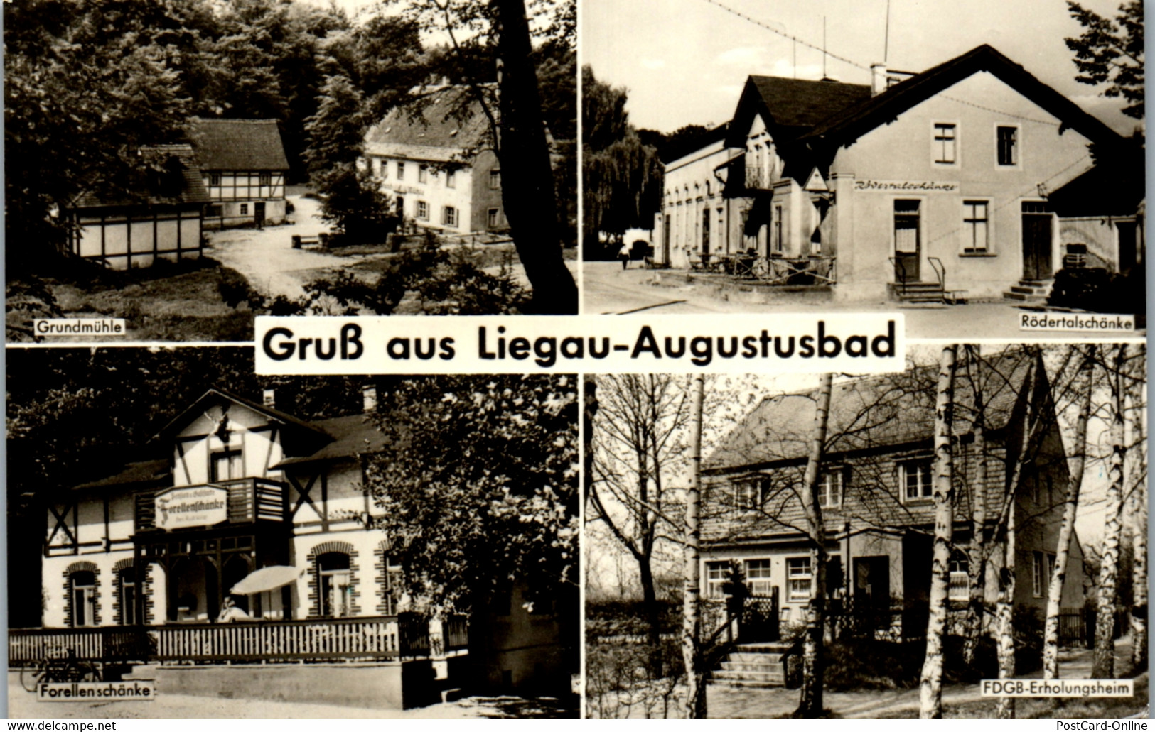 43115 - Deutschland - Liegau Augustusbad , Grundmühle , Forellenschänke , Rödertalschänke , Mehrbildkarte - Gelaufen - Radeberg